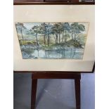 A Vintage watercolour depicting a loch landscape. by Joan M Falla.