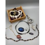 A Quantity of mixed costume jewellery which includes Jorgen Jensen Pewter & Enamel choker chain,