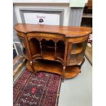 A Late Victorian Mahogany and inlaid credenza cabinet. designed with bow glass doors. [104x134x41cm]