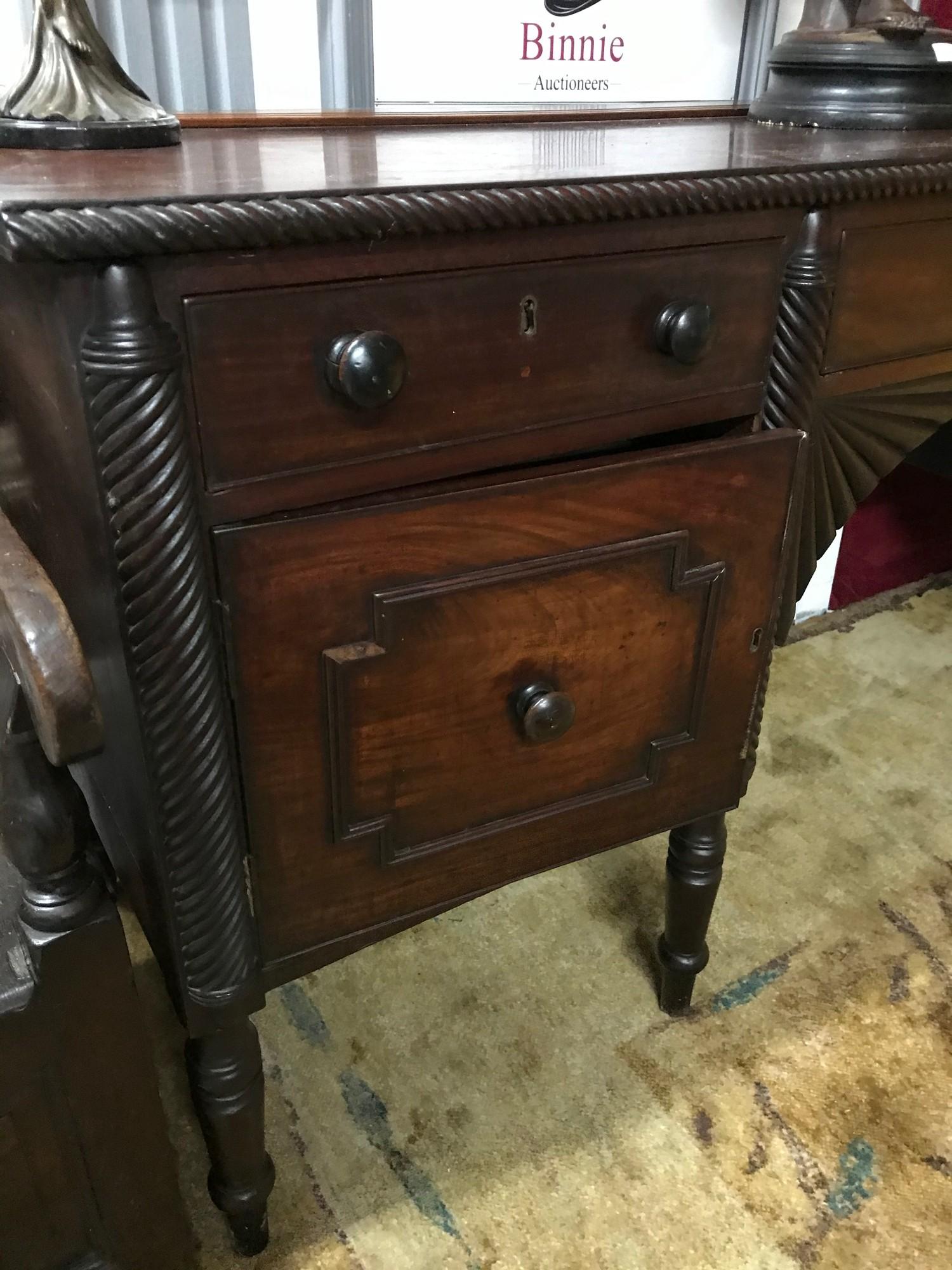 A Large Antique Irish Cork Georgian Mahogany Sideboard, Has Plate rail to the back of the top panel, - Image 2 of 4