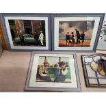 Two vintage Jack Vettriano prints and George Thomas print.