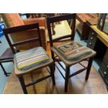 Two Antique children's chairs with tapestry bases.