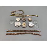 A Lot of vintage watches parts which includes Rolex time piece. Also in the lot is a 9ct gold