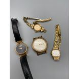 A Ladies gold plated quartz Gucci 6000L Watch, Seiko Quartz watch, Pulsar Quartz watch and Gents