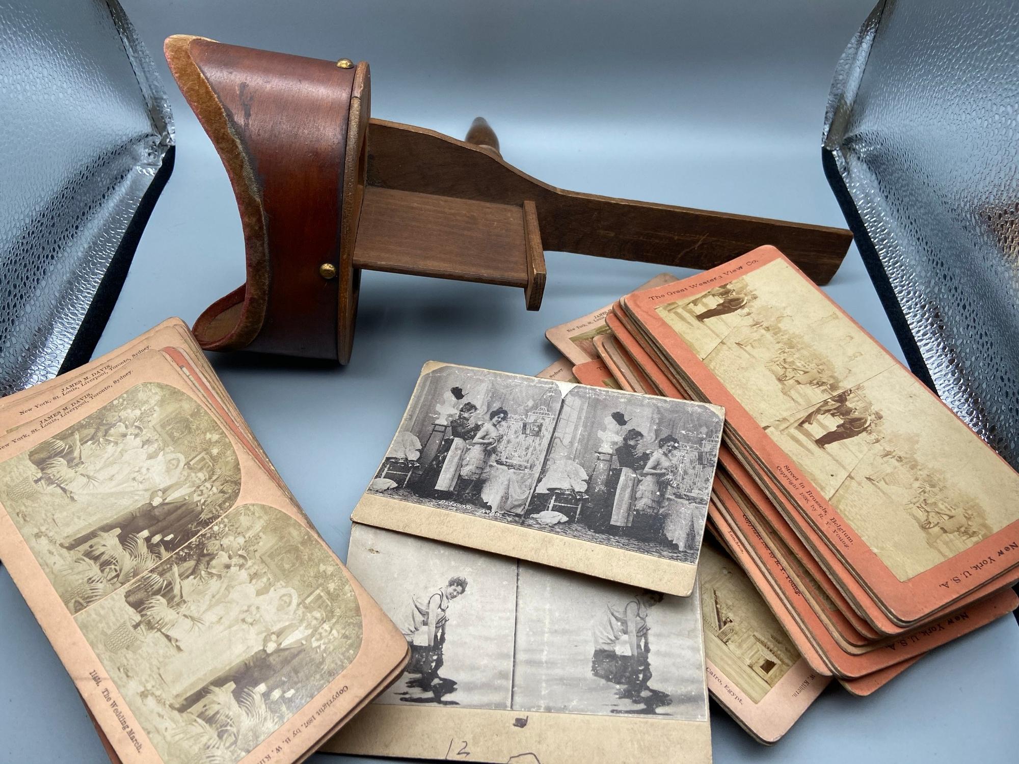 Antique 'The Saturn Scope' Stereoscope with various Slides produced by The Great Western View Co.