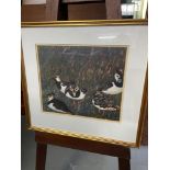 Lindsay J Keir original watercolour depicting birds grazing, dated 1990. Frame size 42X45CM