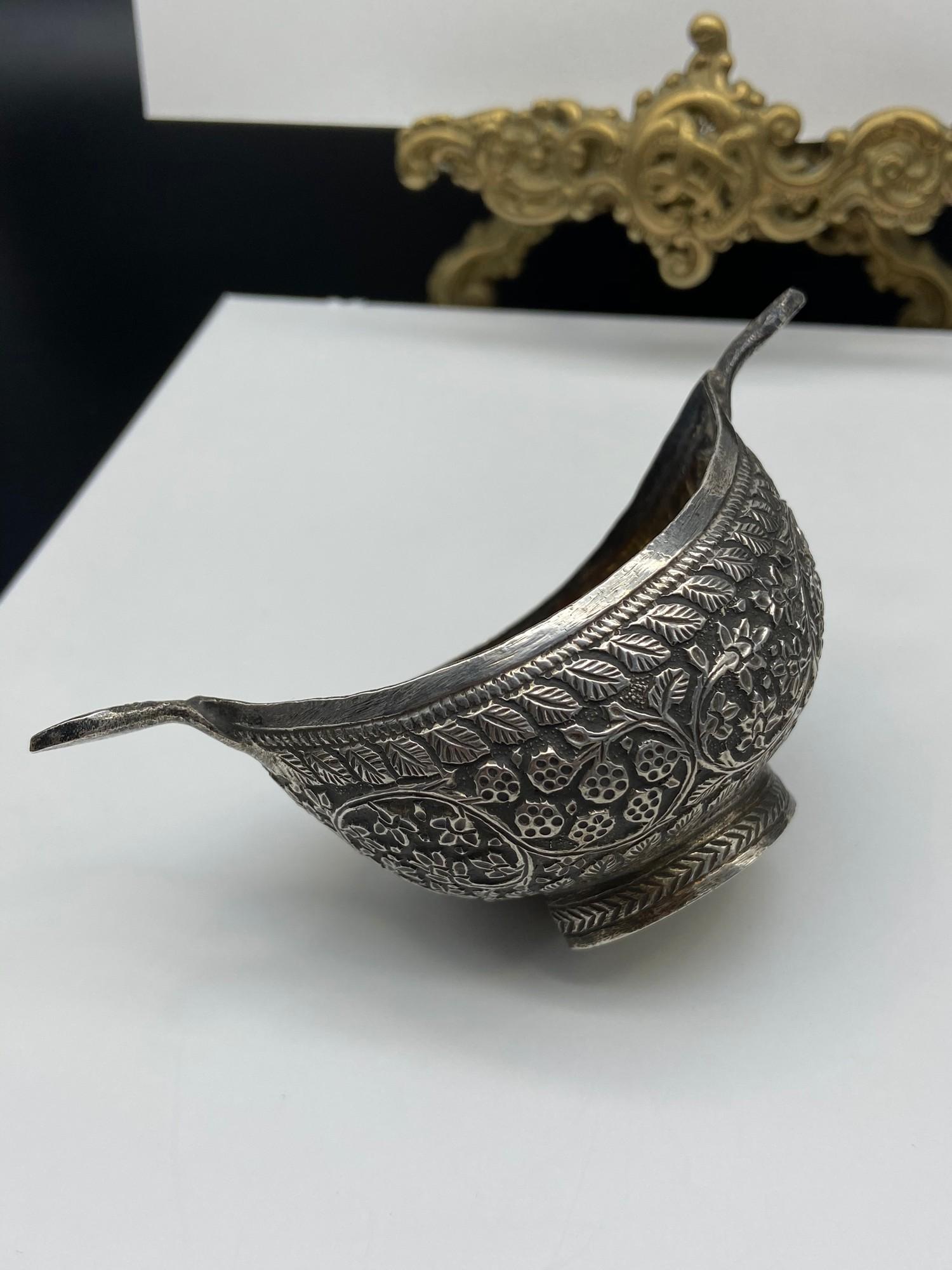 Antique Indian silver two handled drinking vessel/ cup. Handles are in the style of snake heads.[ - Image 2 of 4