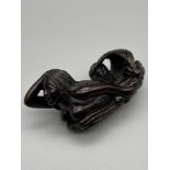 Japanese hand carved netsuke of a half nude mermaid, signed by the artist [6cm in length]
