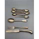 A Lot of various silver hallmarked cutlery to include London silver knife and fork - maker Josiah
