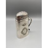 A Very unusual 800 grade silver lighter holder. Maker E. Scoppa. [11cm height]