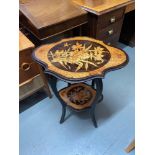 A Lovely example of and arts and crafts two tier window table. Depicitng birds and flowers.