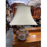 A Retro West German style bulbous table lamp with modern shade. [80cm in height]