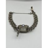 A Vintage ladies 800 grade Silver Carl Bucherer Marcasite Art Deco Watch 17 Jewel. Designed with