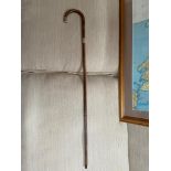 Antique Silver collard and top walking cane.