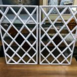 Two Georgian stain glass diamond effect window inserts, Frame measures 73.4x40.5cm