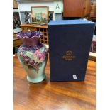 Old Tupton Ware hand painted tube lined vase. With original box. [20cm height]