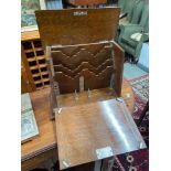 A Victorian oak document/ letter chest. Pull down front writing area.