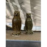 Two unusual Staffordshire pottery owl whistles.