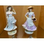 A Lot of two collectable Royal Worcester Lady Figurines, 'Autumn- ltd edition 1405/7500' & '