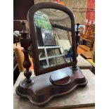 A Victorian Mahogany dressing table mirror with small lift up lid revealing a small storage area.