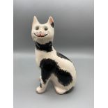 G Hill Wemyss black and white cat figurine. 18cm height.