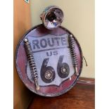 A Route 66 motoring wall art light sign. Measures 65cm in height