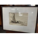 A 19th century etching depicting horse and wagons signed George Soper in Pencil.