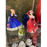 A Lot of two large and one small Royal Doulton lady figurines. Miniature figurine- HN3268