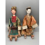 A Lot of two 19th century Chinese opera Emperor dolls. Both stamped to the back of the heads. [27.