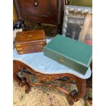 Antique brass bound jewel box together with a vintage cantilever jewel box.