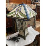 A Large Vintage Art Deco style Tiffany table lamp. In a working condition. [54cm height]