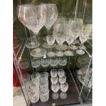 Two Shelves of Stuart Crystal and various others, Stuart crystal consists of three brandy glasses,
