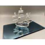Swarovski crystal 'Santa Maria' ship/ galleon model with stand. [As Found][9cm height]
