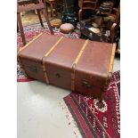 A Vintage wooden bound steamer travel trunk.