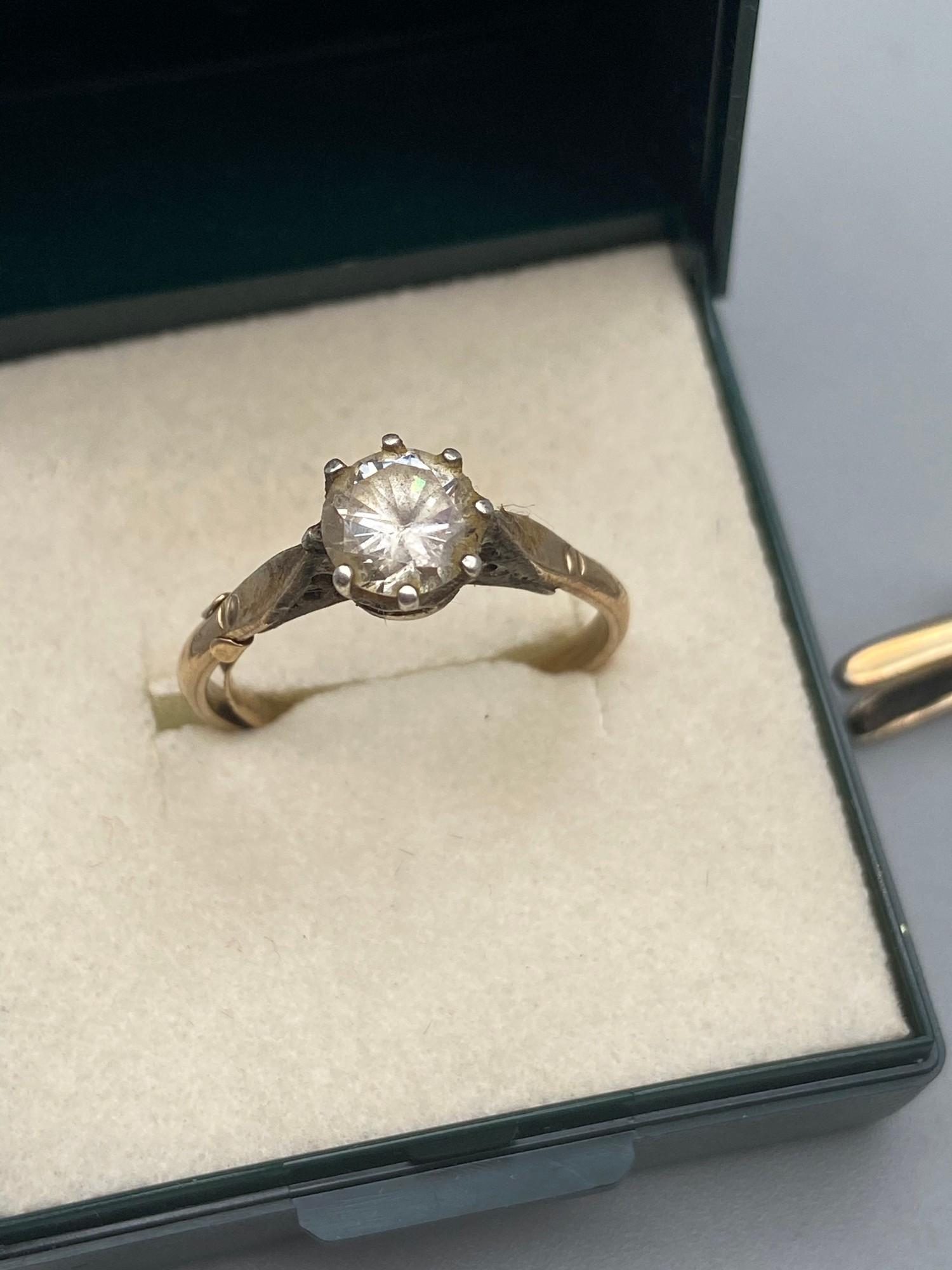 A Gold on Silver ladies ring set with a large clear stone. Together with a gold on silver watch - Image 3 of 3