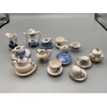 A Lot of Dolls house Blue and white porcelain wares possibly 1920's
