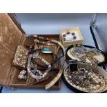 A Quantity of costume jewellery and military bars. Includes Diamante jewellery.