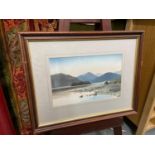 An original watercolour by Jack Beddows titled 'Derwent water after sunset'