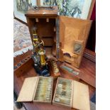 Antique brass microscope by E Leitz Wetzlar No.53447. Comes with fitted carry box which contains