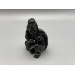 Japanese hand carved netsuke of a nude geisha washing [4.5cm]