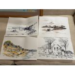 A Quantity of original watercolours and pen drawings of Fife- Limekilns by G.T. Strath.