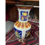 A Large oriental hand painted urn type vase. [79cm height]