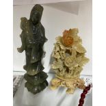 Two Chinese hand carved soap stone / Jade carved sculptures.
