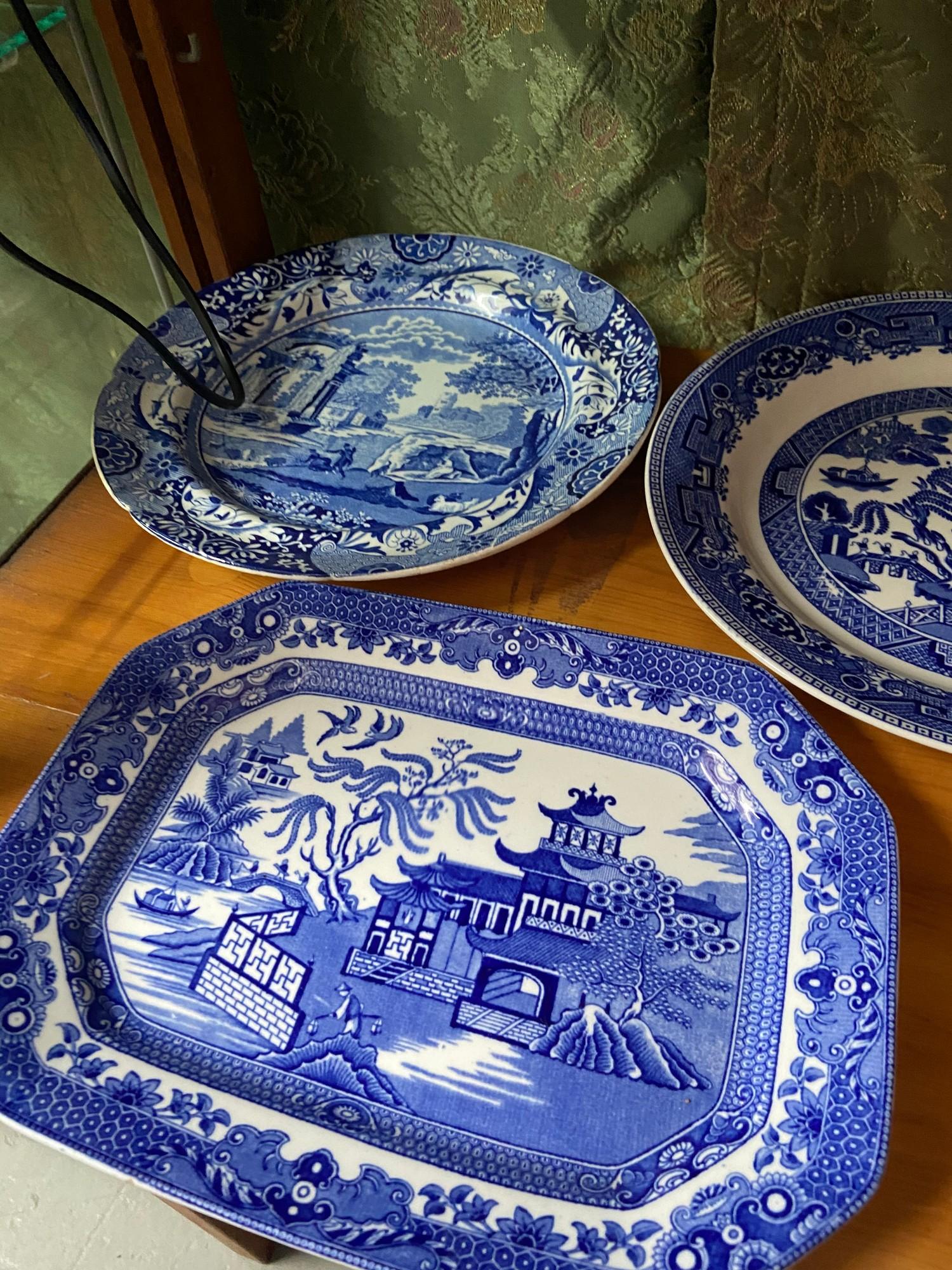 A Quantity of Porcelain blue and white dishes, plates and serving plates. Also includes A Large - Image 4 of 7