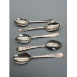 5 Sheffield silver tea spoons. Makers Cooper Brothers & Sons Ltd.