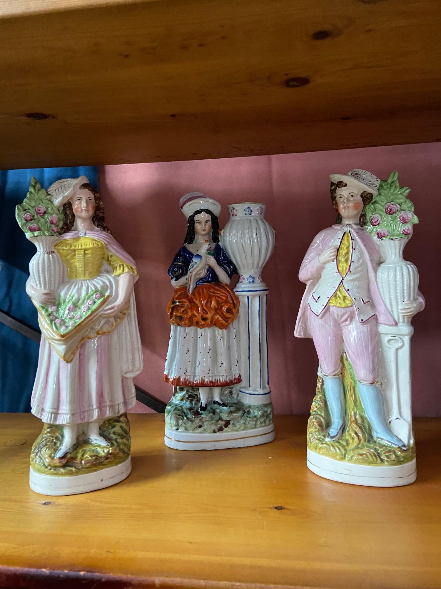 A Lot of three 19th century Staffordshire flatback figures. [Tallest 30cm]