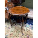 Antique oak two tier window/lounge table. Showing nice detail of a flamed effect grain to the