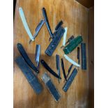 A Lot of seven various antique cut throat razors, 6 with boxes.