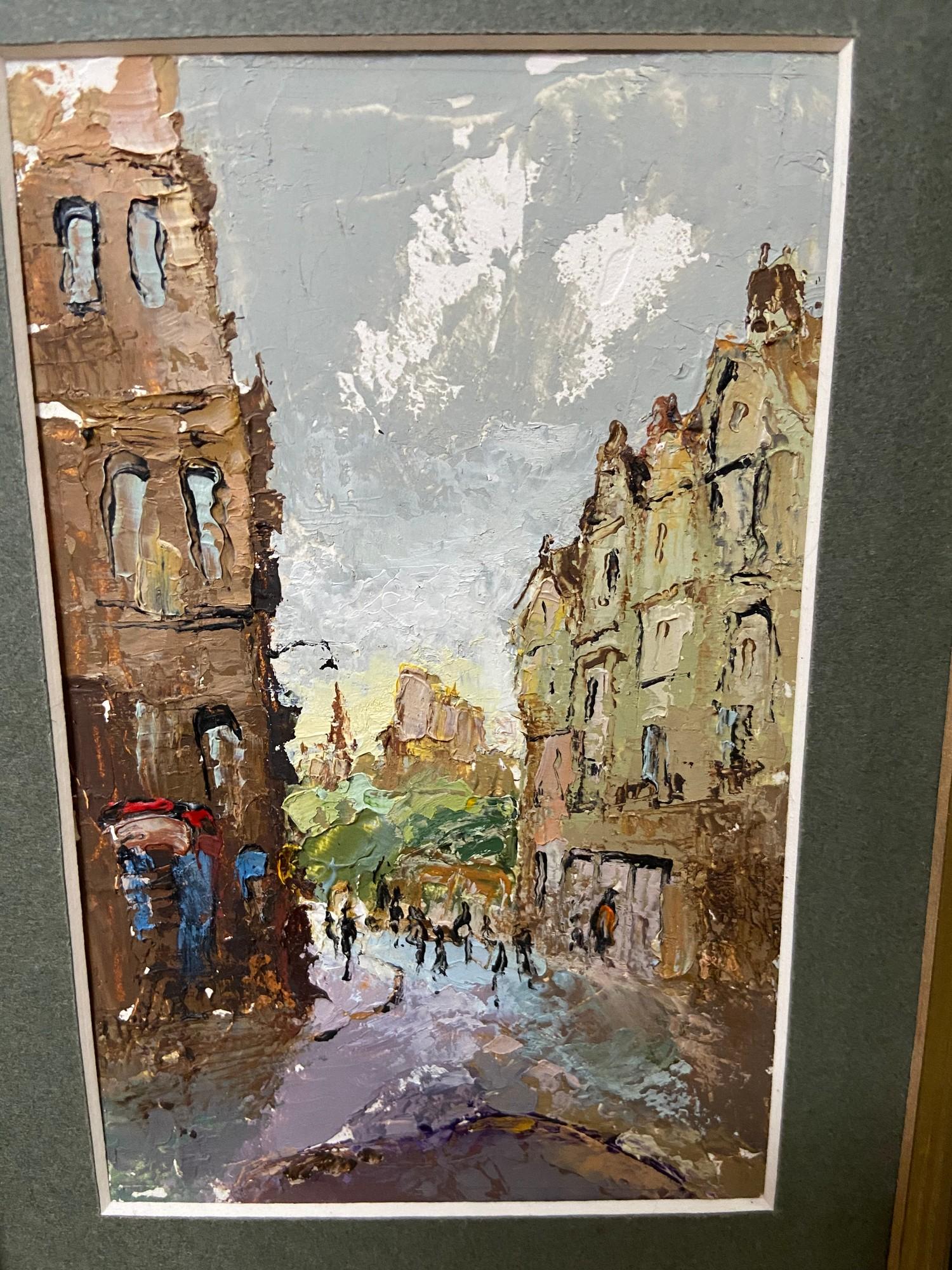 Original Oil on card titled 'Old Edinburgh' Signed by the artist.[Frame 22x27cm] - Image 2 of 3