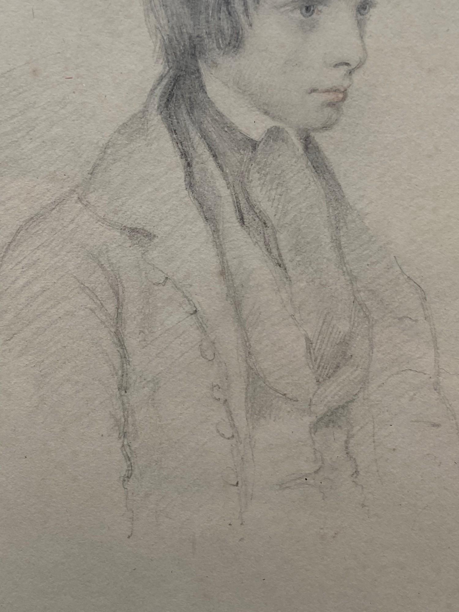 EDWARD TRAIN (BRITISH 1801-1866) Original pencil sketch portrait of William Doubleday second son - Image 3 of 5